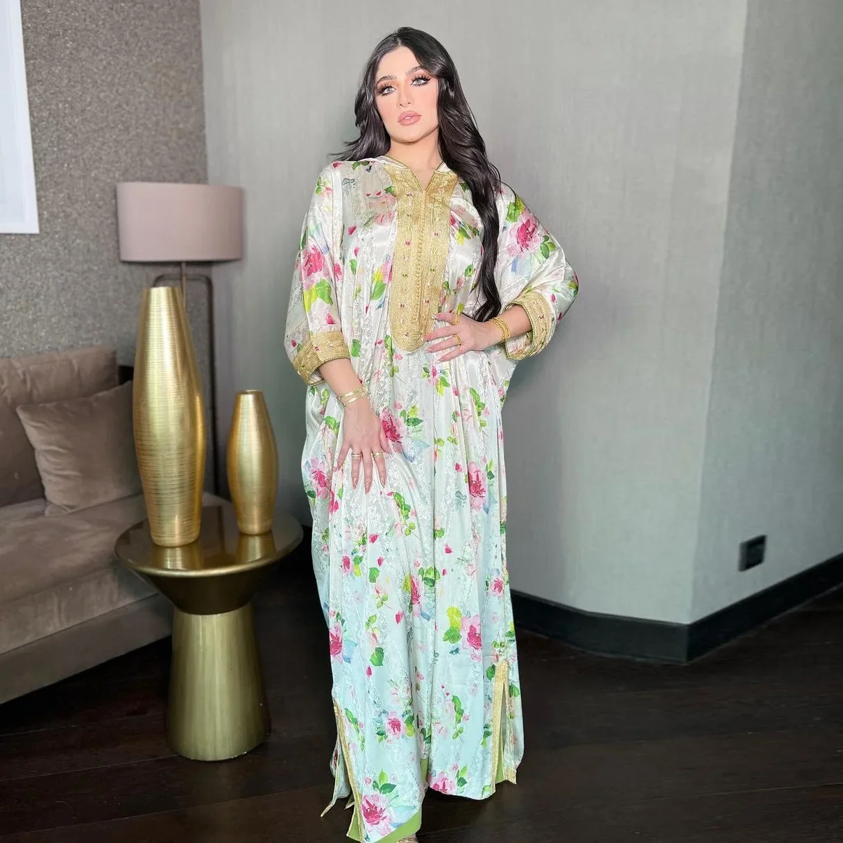 

Moroccan Kaftans Wholesale Dubai Abaya Islamic Clothing Muslim Ladies Dresses Lace Embroidery Arabic Abaya Dress