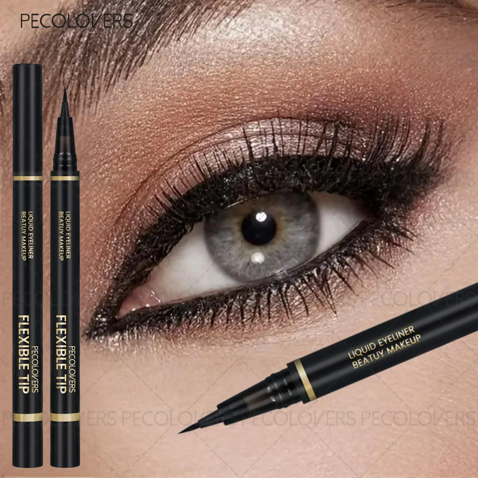 1 Stück schwarzer Eyeliner, flüssiger Eyeliner, sehr fein, schnell trocknend, für Anfänger geeignet, wasserfest und langlebig, Augen-Make-up