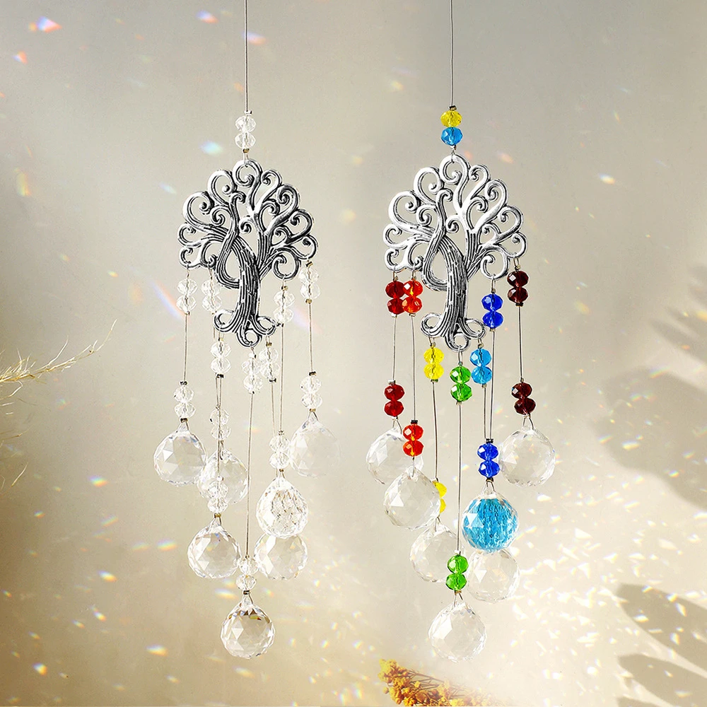 1x Suncatcher Crystal Light Catcher Hanging Pendant Window Wind Chime Rainbow Chaser Witch Ornament Craft Home Garden Car Decor