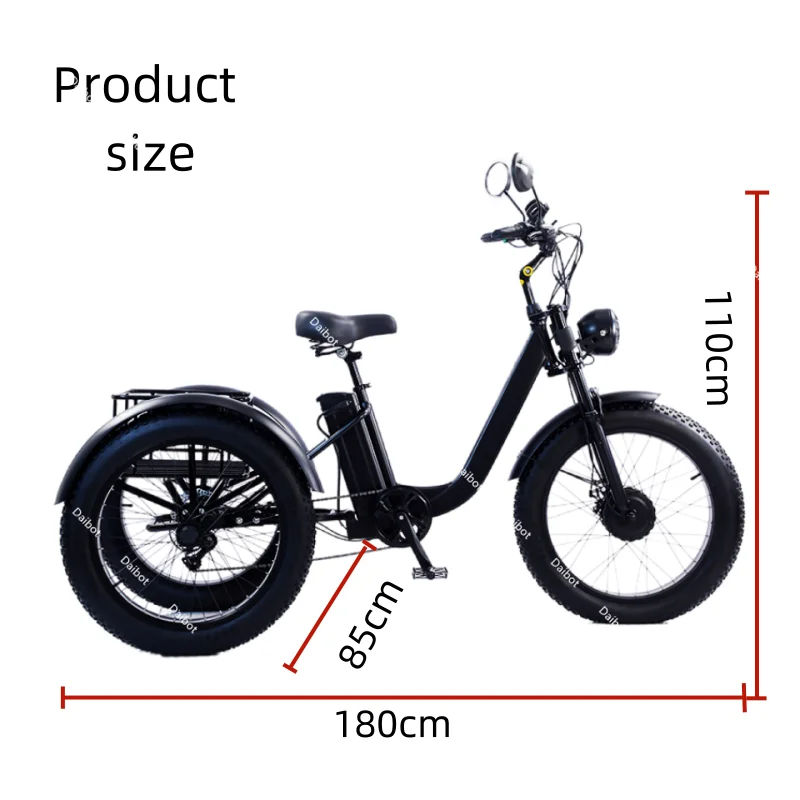 24 Inch Fat Tire Elektrische Driewieler Voor Mannen Volwassenen 750W 15AH Driewielige Elektrische Fiets Sneeuw Berg Elektrische bakfiets
