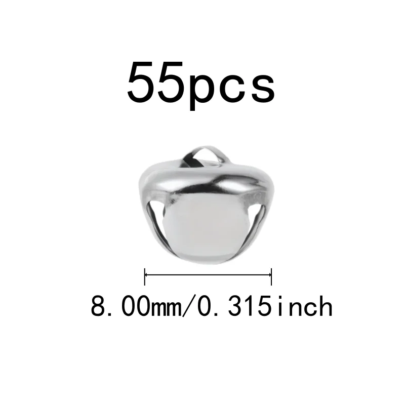 Metal Alloy Material 8mm Metal Craft Bells, 55 pcs, Christmas Tree Decor, Cross Shape Design for Home Hanging Ornament, Silver