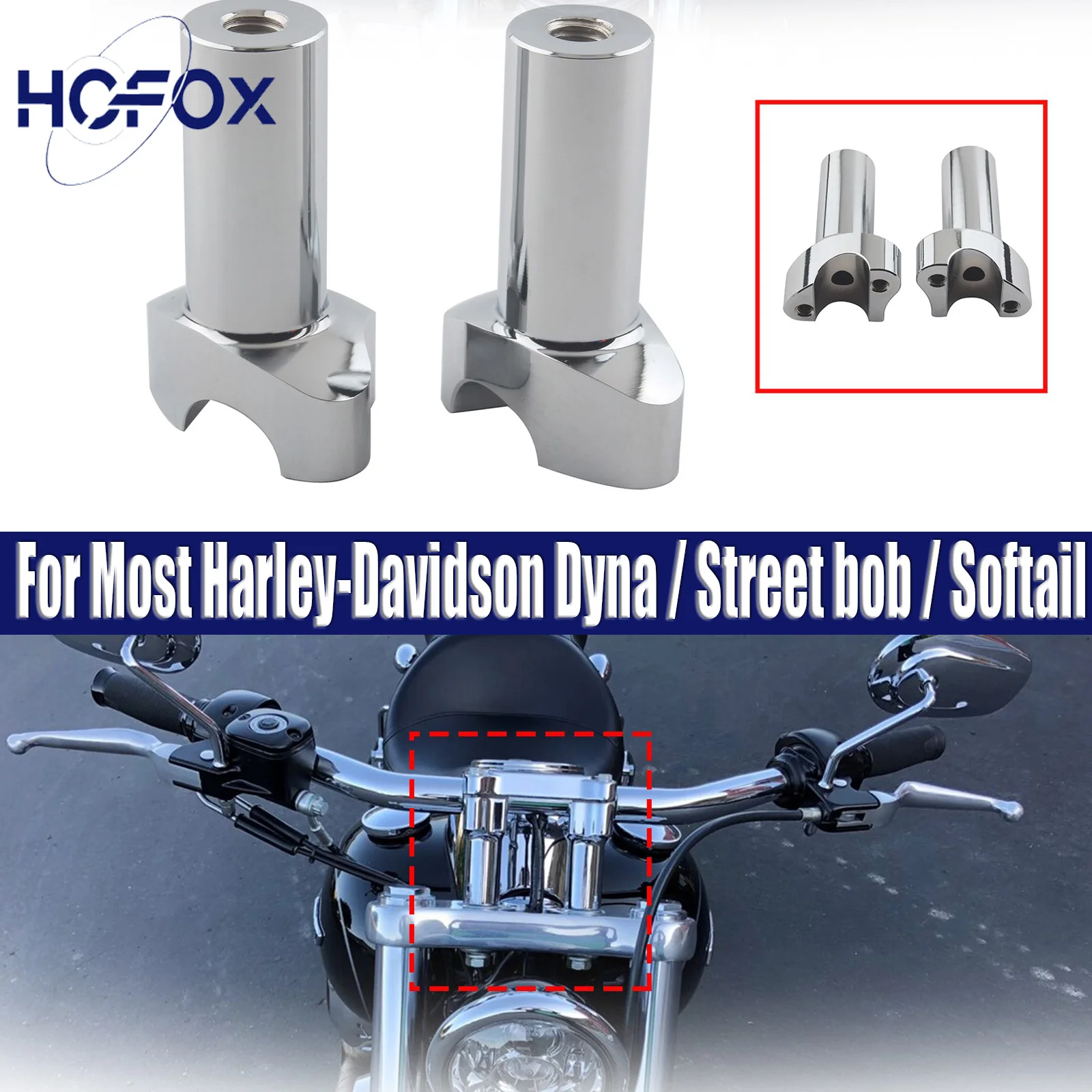 

3.5" tall Handlebar Risers For Most Harley-Davidson Dyna / Street bob / Softail / Sportster