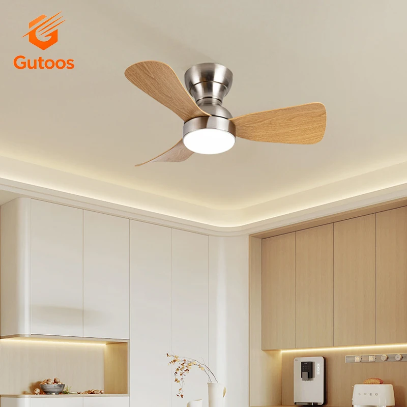 Minimalist Silent Ceiling Ventilation Fans with Lights and Remote for Bedroom Living Room Home Lighting ABS Blade Fan Lamps