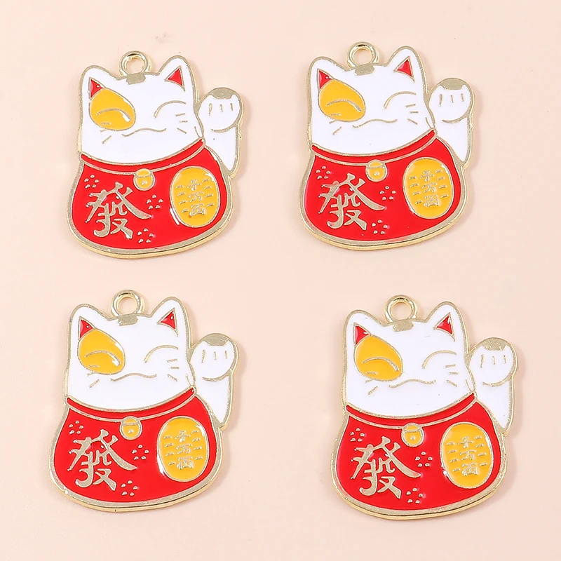 10 stücke Schöne Chinesische Glückliche Katze Charms für Schmuck Handgemachte DIY Niedlichen Tier Charms Anhänger Halsketten Ohrringe Zubehör – Detail 11