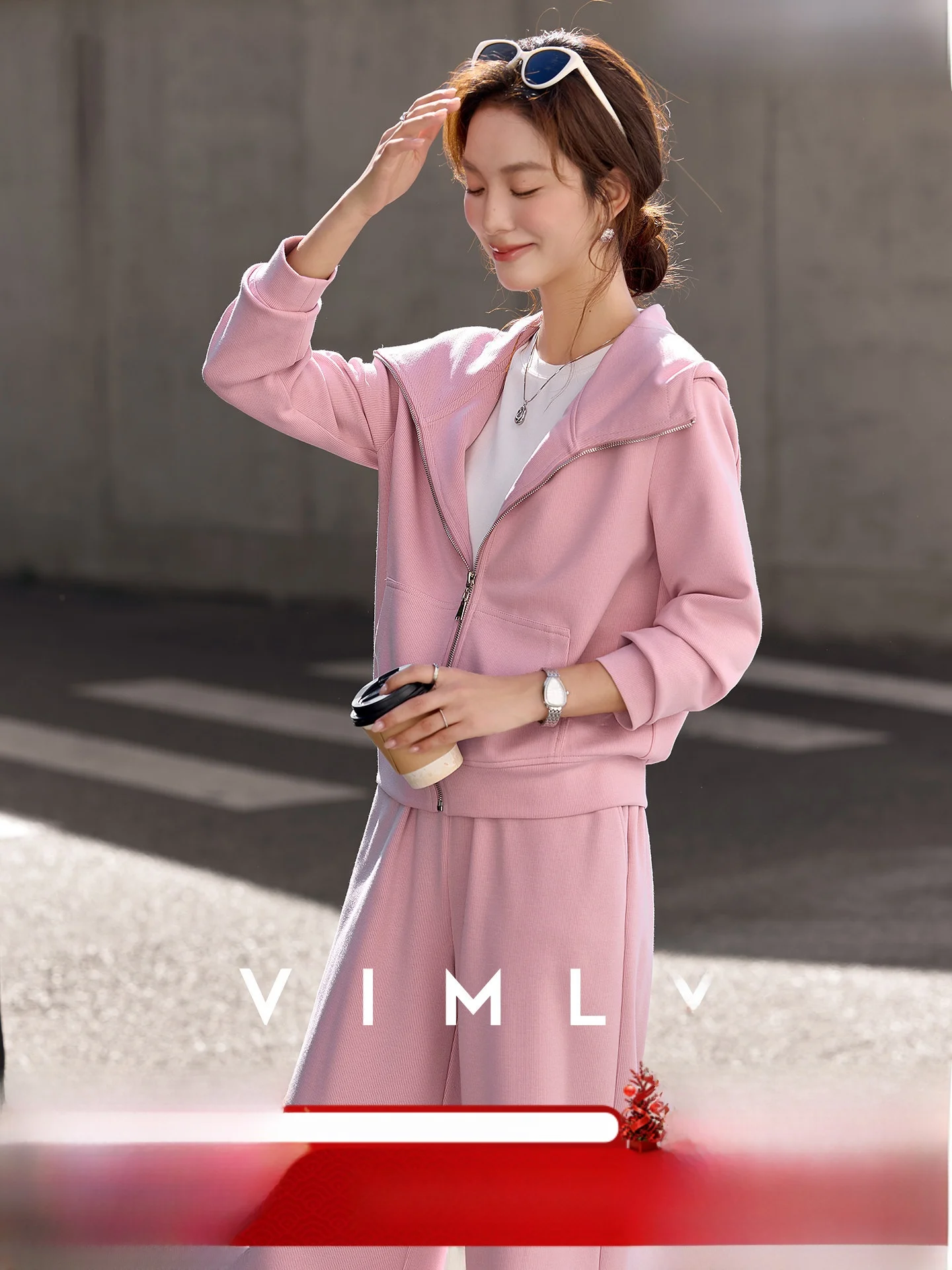 

Vimly Women's Modal Hooded Outfit Zipper Jaet Wide Leg Pants Two Piece Set Casual Sle Spring Collection Faionable Ensemble