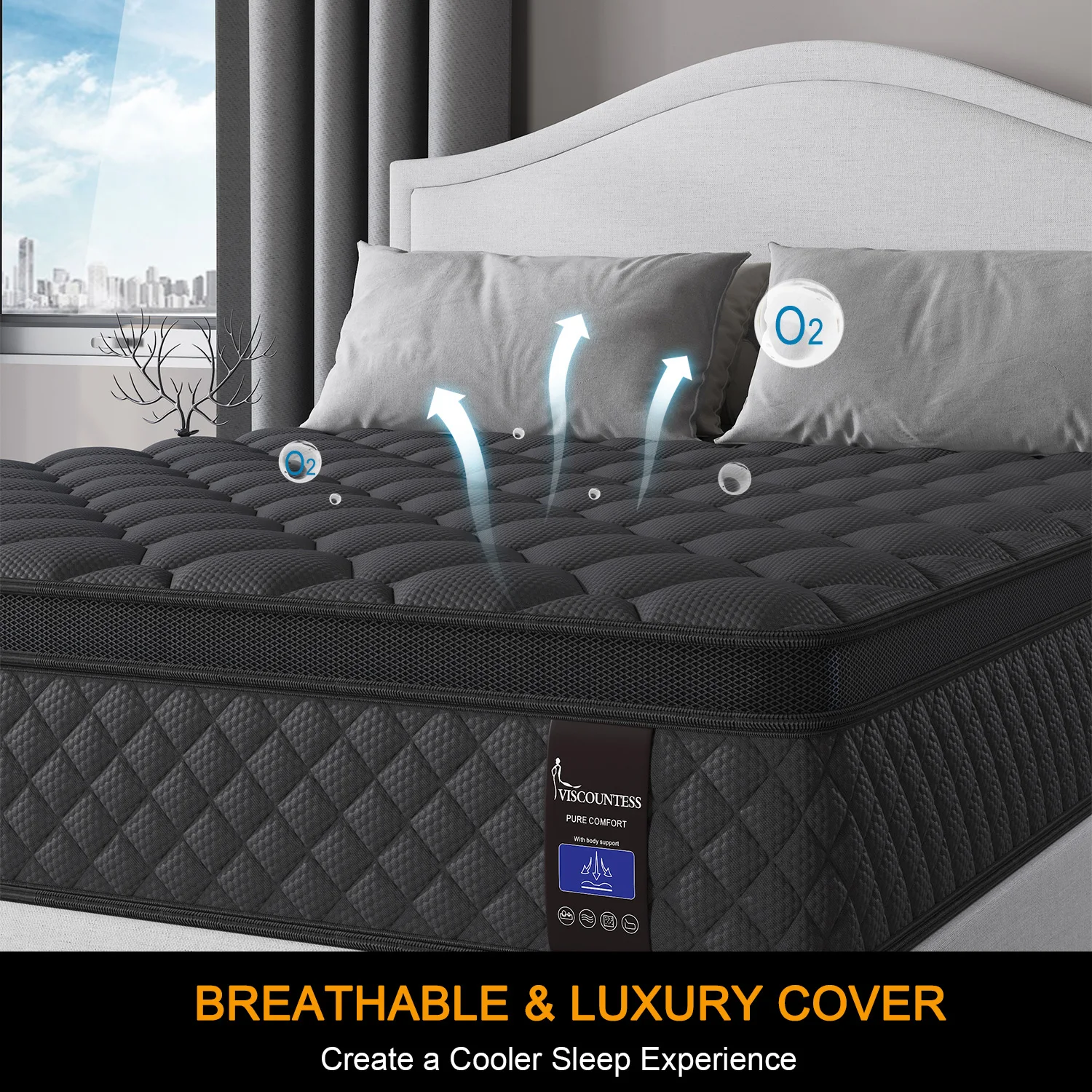 Twin Full Queen King Mattress in A Box, 10/12/14 Inch Hybrid Memory Mattresses Euro Top Medium Firm for Back & Lumbar Support image 6