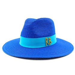 Summer Straw Hat 2024 New Adjustable Jazz Straw Hat Elastic Webbing Accessories Customized Men's and Women's Sun Hat Beach Hat