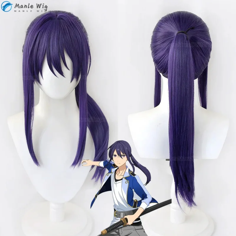 Game Souma Kanzaki ES Cosplay 75cm Dark Purple Heat Resistant Synthetic Hair Halloween Wigs + Wig Cap vc;'67gk;'9 - view 6