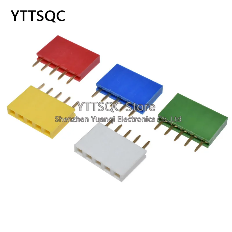 2.54mm Color Single Row Female Pin Header Connector Red/Yellow/Blue/White/Black/Green 1*2/3/4/5/6/8/10/14/16/20/40Pin Socket