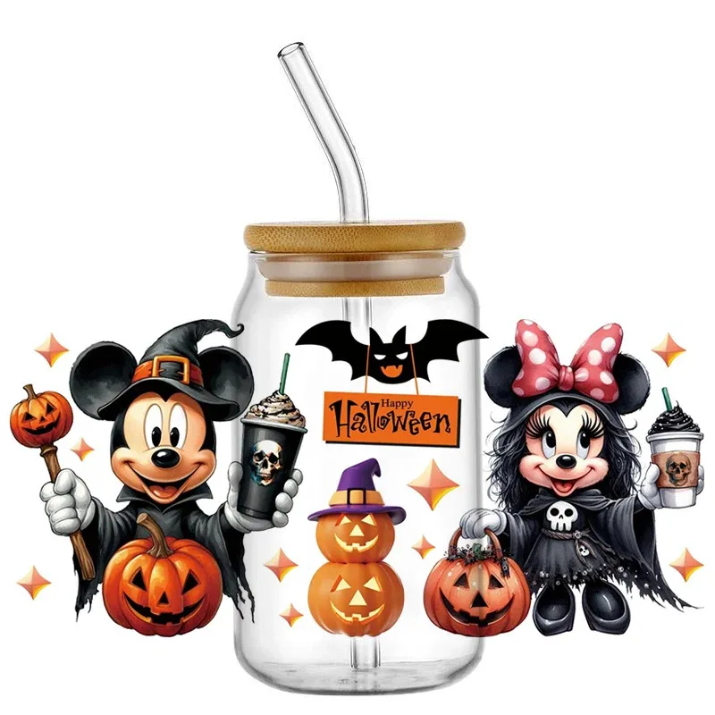 

New Product Halloween Pattern UV DTF Transfer Sticker Waterproof Transfers Decals for 16oz Glass Cup Wrap Mikey Stickers