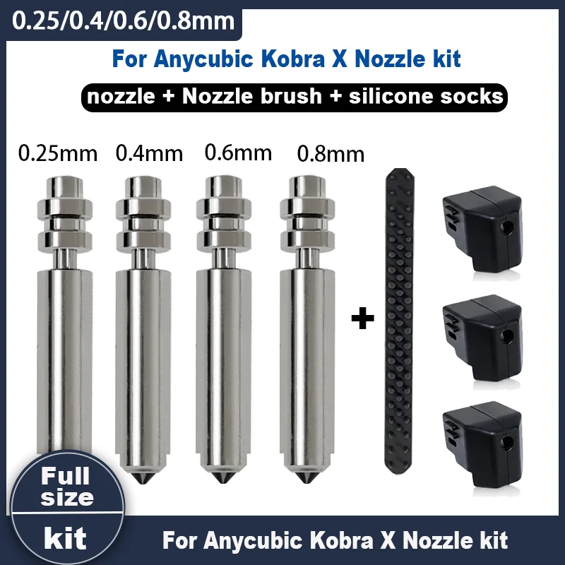 Verbesserte Bimetall-Düse für Anycubic Kobra X Quick Swap Hotend aus gehärtetem Stahl 0,2 0,4 0,6 0,8mm Hitzebeständig bis 300°C ° C 3D-Drucker-Teile