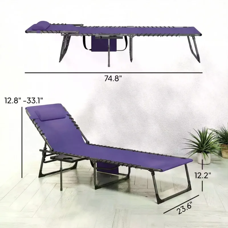 Modern two-piece folding lounger pool chair, durable rattan-iron fabric, suitable for outdoor terrace hotel swimming