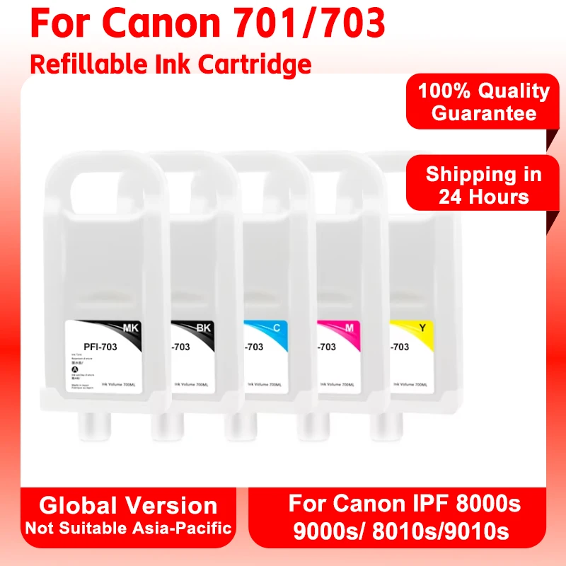 

Многоразовый картридж для Canon PFI703 PFI-703 PFI 703 для Canon iPF 8000s 9000s 8010s 9010s принтер 700 мл ARC чип чернильный резервуар