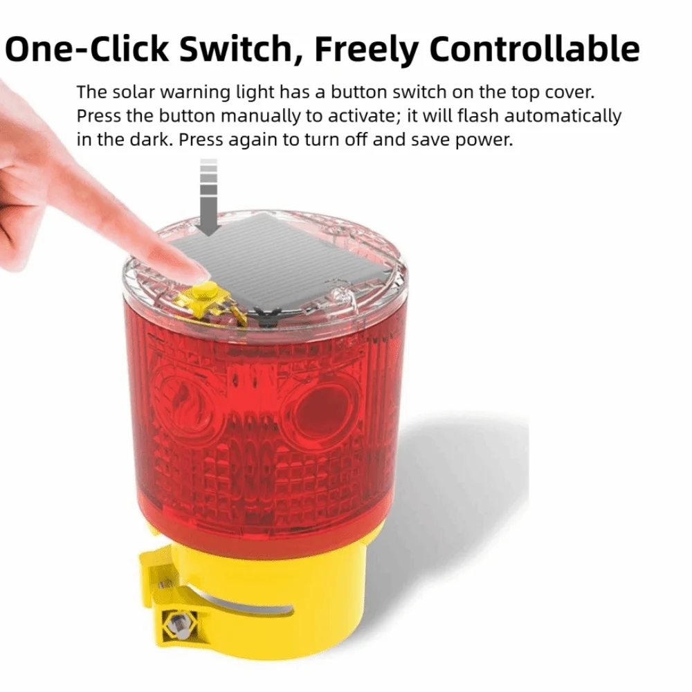 Solar Powered Solar Traffic Warning Light 3 LED 600mAh Safety Signal Light Auto Light Sensor Optical Controlled