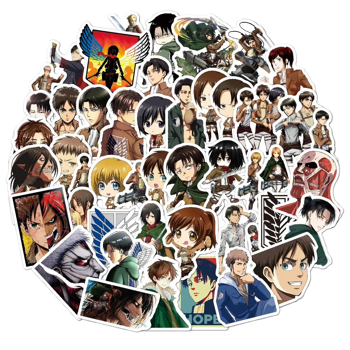 50pcs Anime Stickers Pack Attack on Titan Demon Slayer Hunter X Hunter Dragon Ball Waterproof Laptop Skin Cute Phone Case