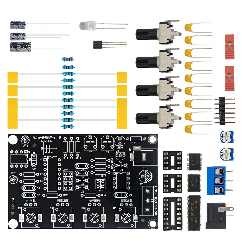 12V-15V Signal Generator Kit PCB Board Acrylic/ Shell ICL8038 Multifunctional Low-Frequency Signal Generator DIY Experiment Kit