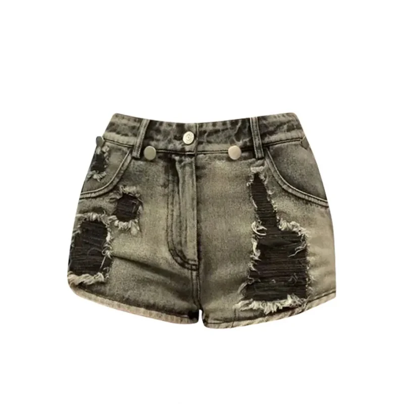 

Women's Black Grey Jeans and Shorts Y2K Oversize Harajuku Casual Street Clothing Fashion Sexy Jeans and Shorts Summer Clothing