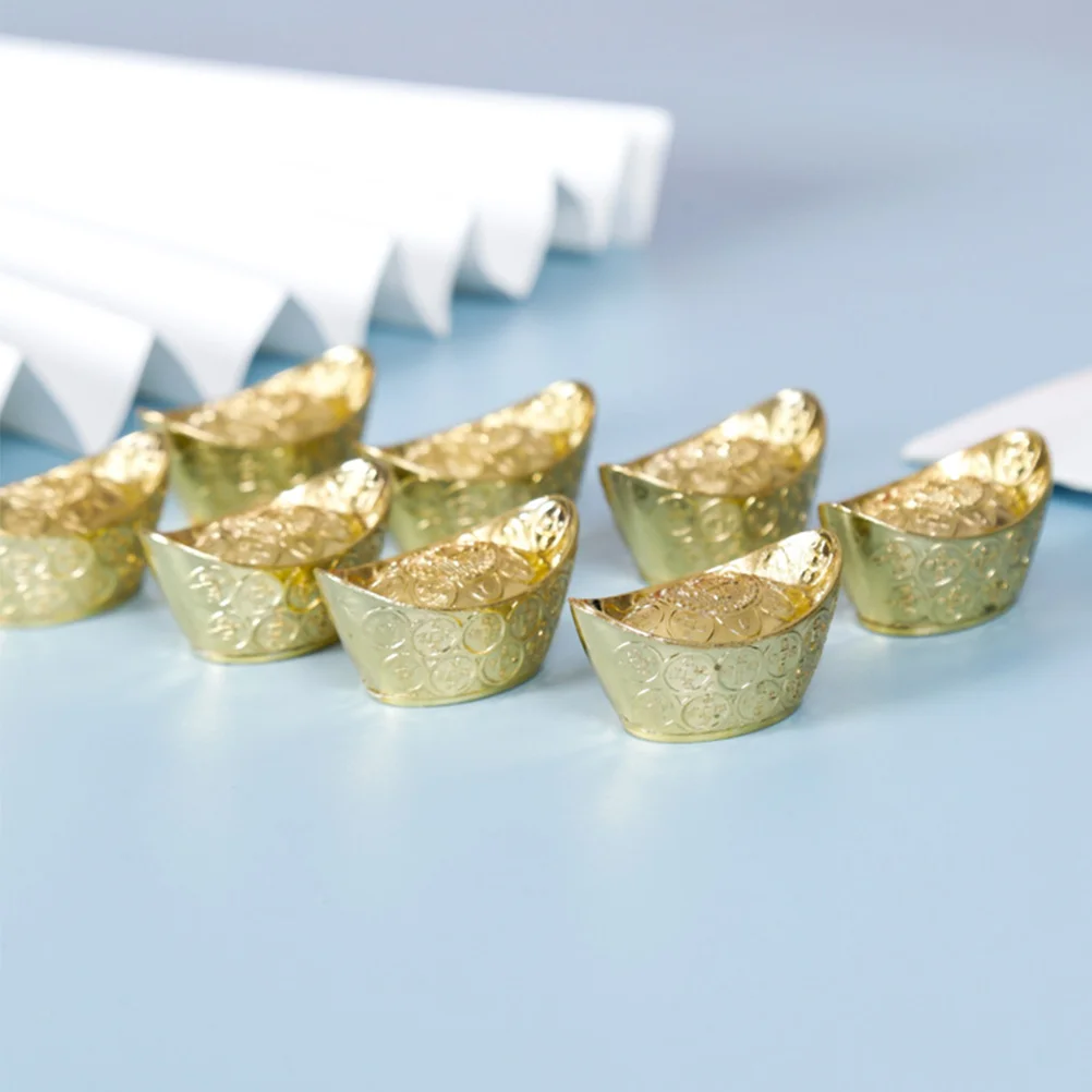 

12pcs Alloy Ingot Statue Small Metal Craft Chinese Style Wealth Decor Home Office Holiday Gift
