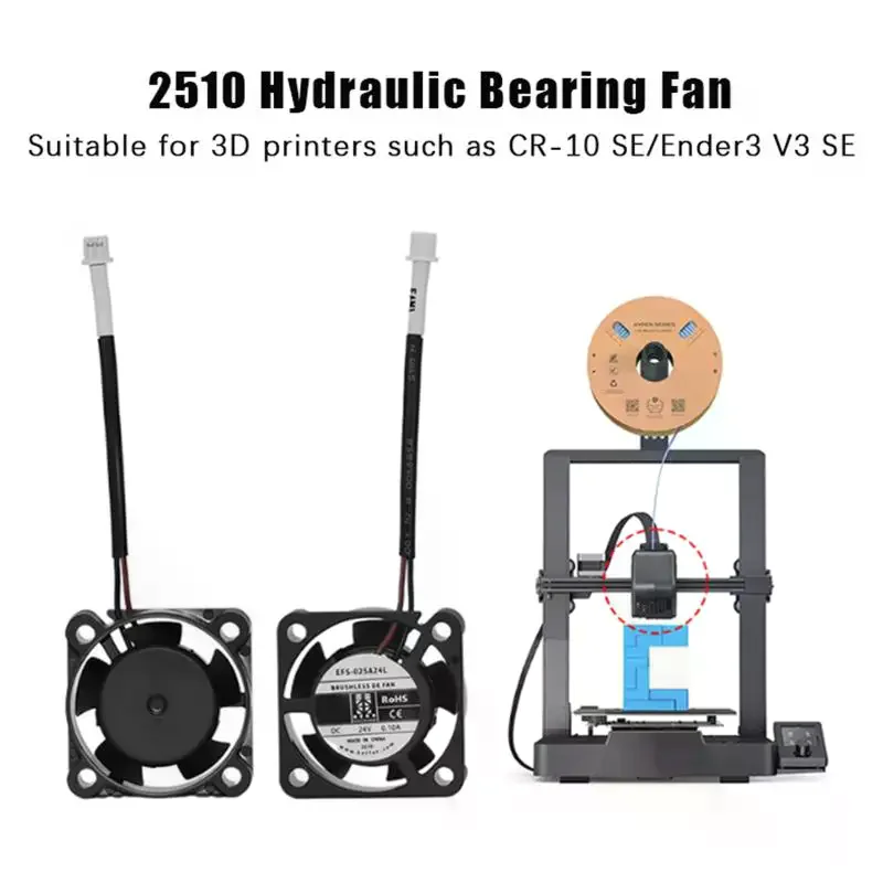 

Для CR-10 SE / Ender 3 V3 SE 2510 Осевой охлаждающий вентилятор DC 24 В Турбовентилятор Аксессуары для 3D-принтеров Вентилятор охлаждения с гидравлическим подшипником