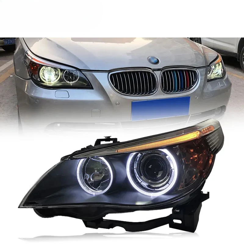 Wysokiej jakości automatyczne reflektory do BMW serii 5 E60 2003-2010 Zespół reflektorów Angel Eyes LED Car