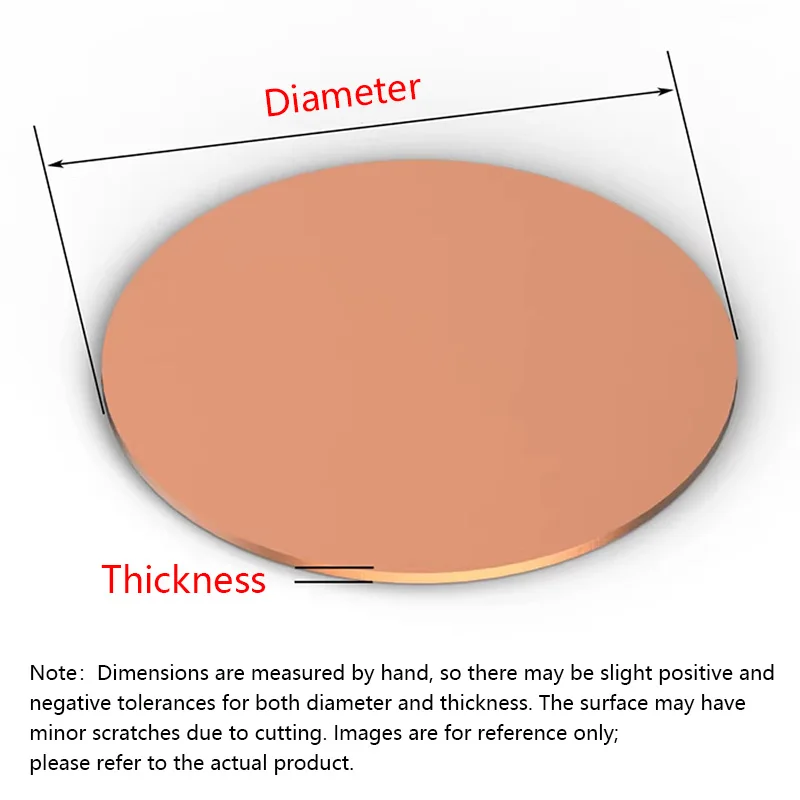 T2 Solid Pure Copper Discs Circle Blanks Thin Metal Round Sheets Plate 10-300mm Dia 0.3-2mm Thick Precision Laser Cut DIY Crafts