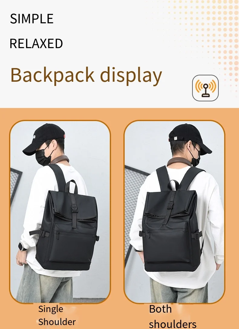 Mochila Deportiva de Gran Capacidad Nueva Mochila de Cubierta de Rollo para Viajes Cortos y Ocio al Aire Libre Bolsa Escolar de Poliéster y Cuero - details 12