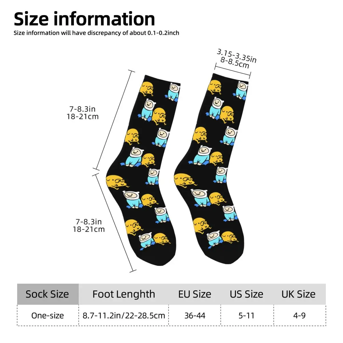 Winter Warm Harajuku Men's Women's Finn Jake Bros Socks Adventures Non-slip Middle Tube Socks