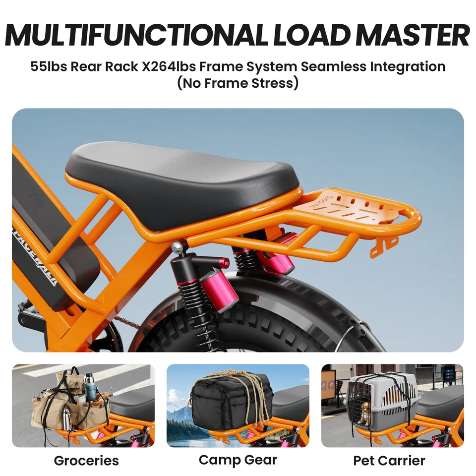 Spacewalk 2000W Electric Dirt Bike for Adults 20×4.0 Fat Tire Electric Bike UL Certified 720Wh Battery 70 Miles Long Range Off Road Mountain E-Bike Full Suspension Electric Bicycle image 7