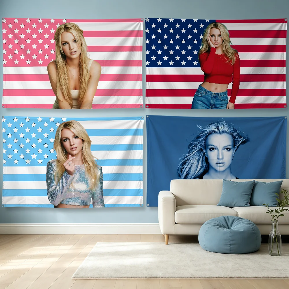 Singer B-Britney Spears Flag Polyester Banner Flags For Party Club Bar Outdoor Interior Wall Paper Decoration Banner Fans Gift