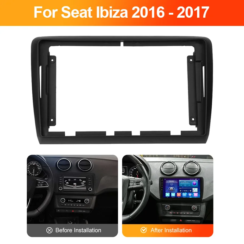 

9-дюймовая автомобильная панель для SEAT IBIZA 2016-2017, адаптер DVD-рамки, стерео радио, аудиосистема приборной панели, комплект навигационных жгутов панелей