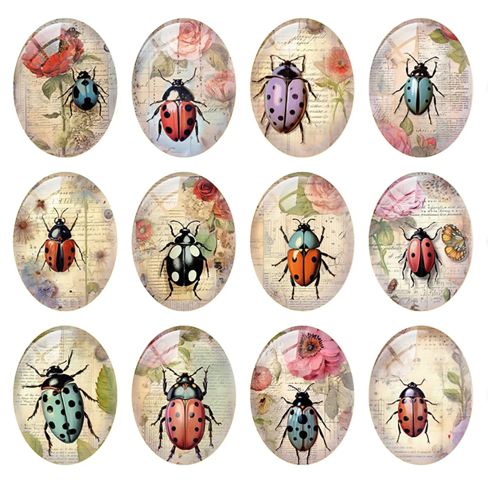 

Случайный смешанный круглый/овальный/квадратный ретро-цветок Божья коровка насекомое фото стеклянный кабошон с плоской задней частью демонстрационная камея для изготовления ювелирных изделий своими руками