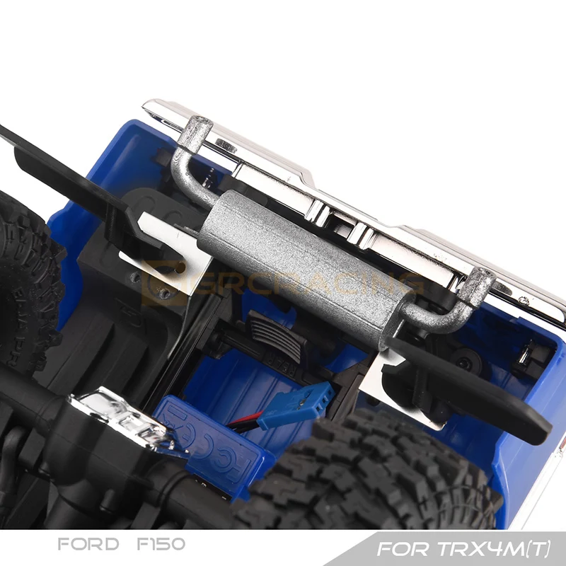 Traseira Dual Exhaust Pipe Decoração, TRX4M (T), Impressão 3D, Simulação Modificação para 1:18 RC Crawler Car, Traxxas TRX4-M, Ford F150