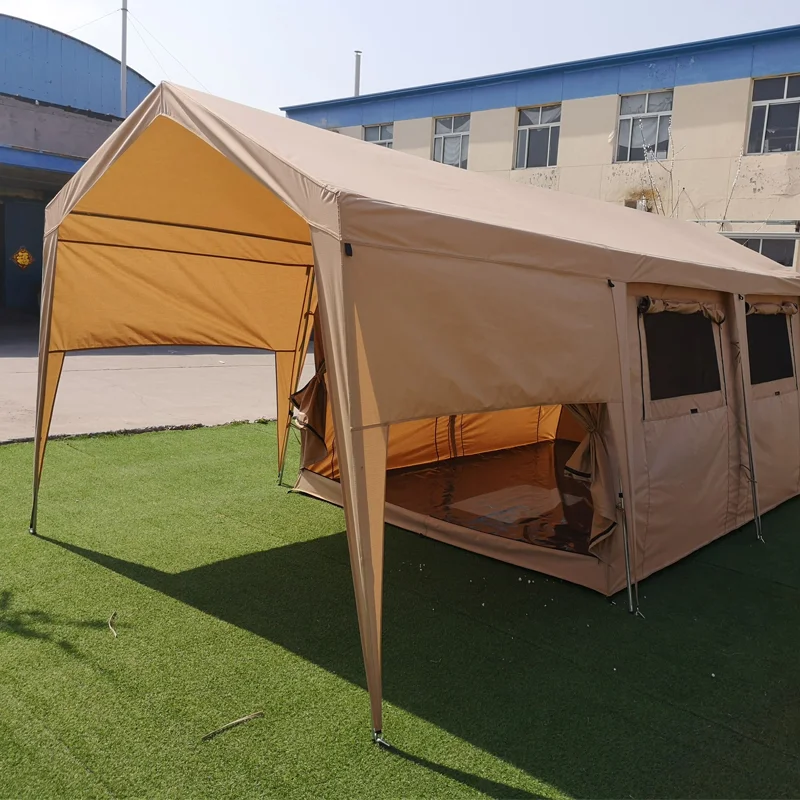 Outdoor Cotton Hotel Tent Camping Family Canvas Tent Portable Waterproof 3000mm Quick Open Command Post Tent