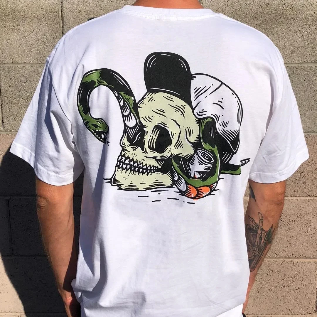 2026 Summer Cool Harajuku Gothic Skulls T-shirts Men Short-sleev Tops Hip-hop Punk Tee Male Tees Summer Ropa Hombre Tee
