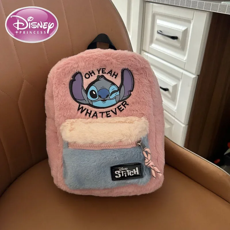 Disney 2025 nieuwe rugzak kleuterschool schooltas kindertas voor jongens en meisjes Stitch pluche kleurblok rugzak