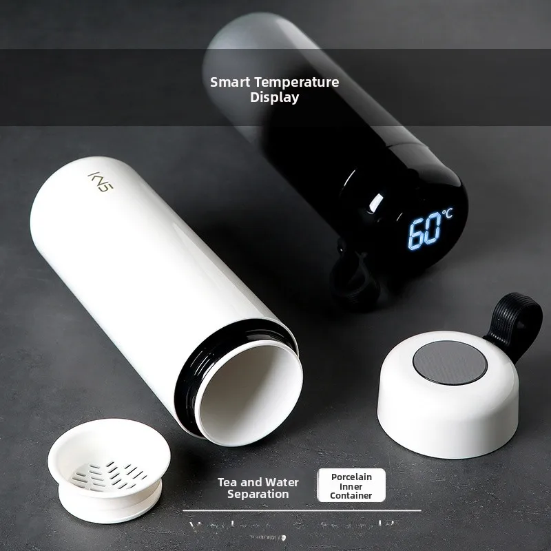 

Portable Cerc Inner Tea Water Separation Insulated Mug nt Temperature Sensing Carrng Artistic Tea Brewing Cup