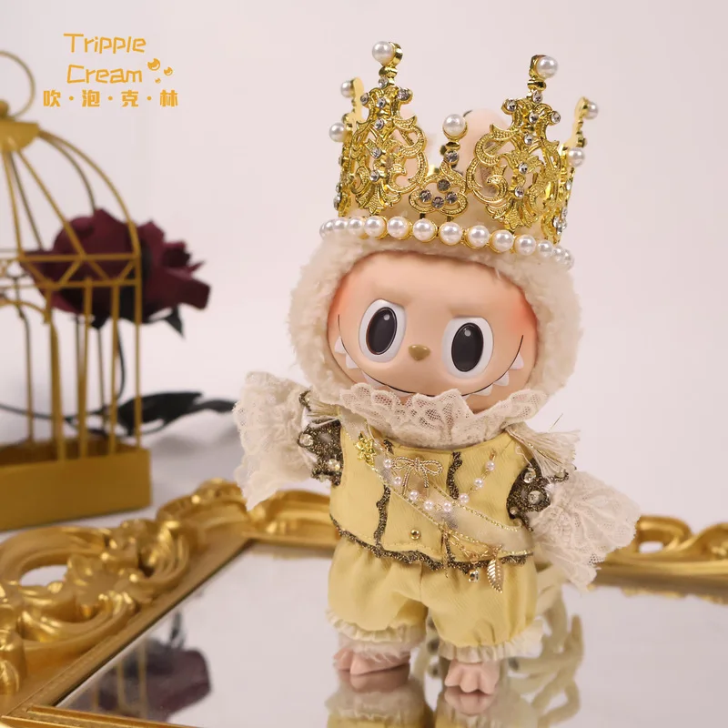 

For V1v2v3 Labubu Clothes Prince Set Gorgeous Crown Diy Pearl Accessories Baby Clothes Replacement Pendant Toy Gift For Kids