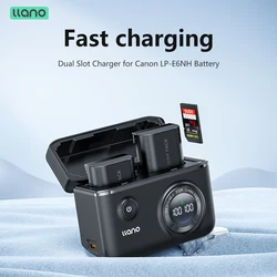 Llano CS002 Canon LP-E6 Camera Quick Charge Case Battery R6/5D4/5d3/80d/70d/6D2/90d Storage Dual Charge Digital Display Charger