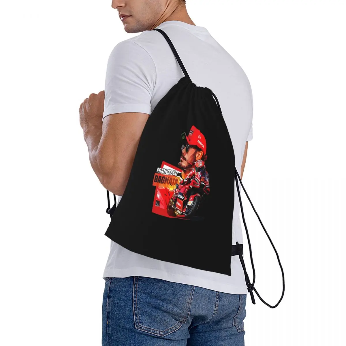 

Pecco Bagnaia Backpacks Multi-function Drawstring Bags Sports Bag Book Bags for Travel Students