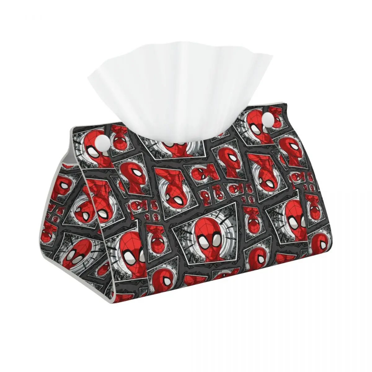 Custom Spider Man Heads Collage Facial Tissue Box Cover Rectangular PU Leather Tissue Box Holder for Car Toilet
