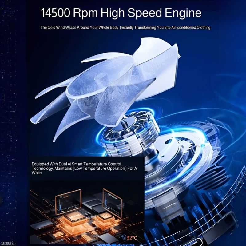 Refrigeration Waist Fan Electric Fan Hanging Cooling Down Digital Display Outdoor Site Hanging Fan Rechargeable Neck Hanging Fan