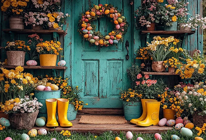Mehofond-Fond de photographie pour la porte d'entrée de Pâques, décor de portrait, toile de fond de fleurs René, fête d'anniversaire d'enfants, studio photo, printemps