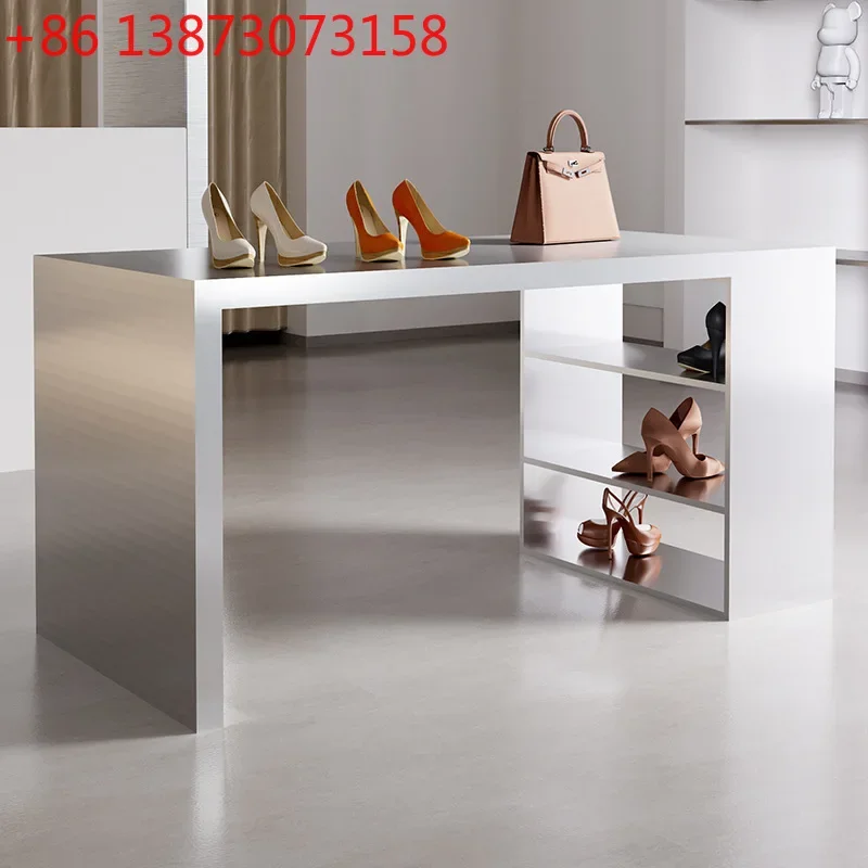 Clothing store Stainless steel Nakajima Taihuitai shoe store display table in the middle product display