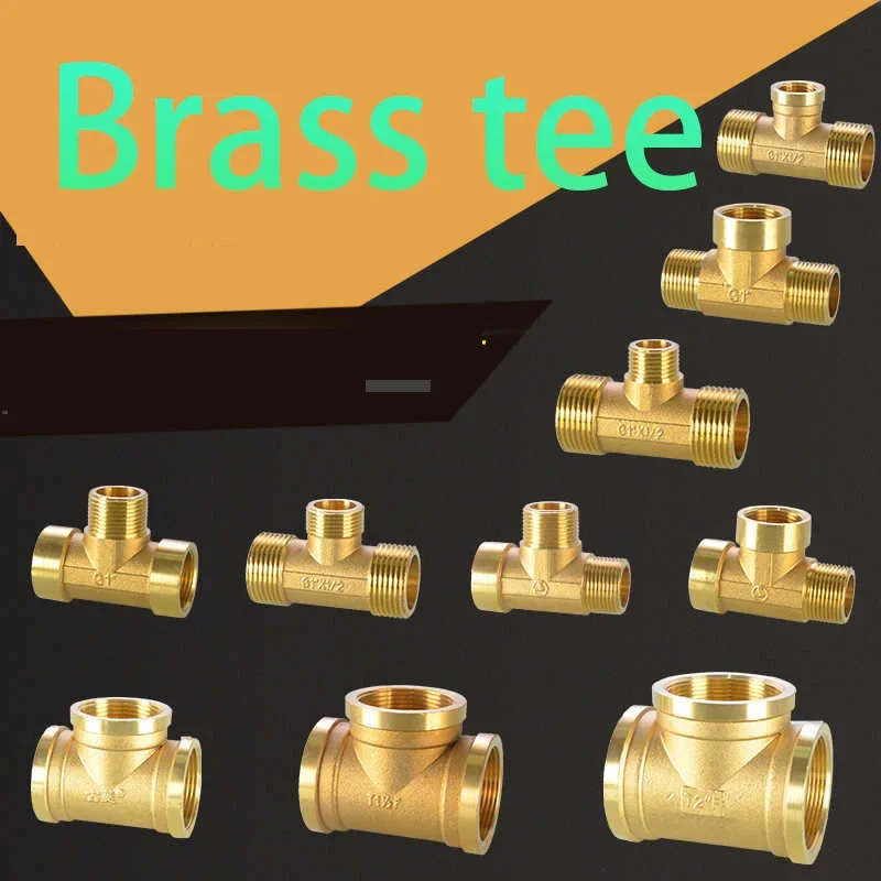 1-1/4" 1-1/2" 2" Copper Thickened Inner Thread Tee 1 Inch To 6 Points To 4 Points Reducing Tee Fitting