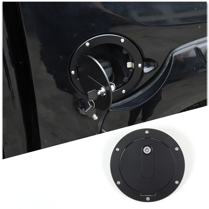 

Aluminium Alloy Black Car Gas Oil Fuel Tank Cap Decoration Cover With Key Lock For Toyota Tundra 2007-2021 Exterior Accessories