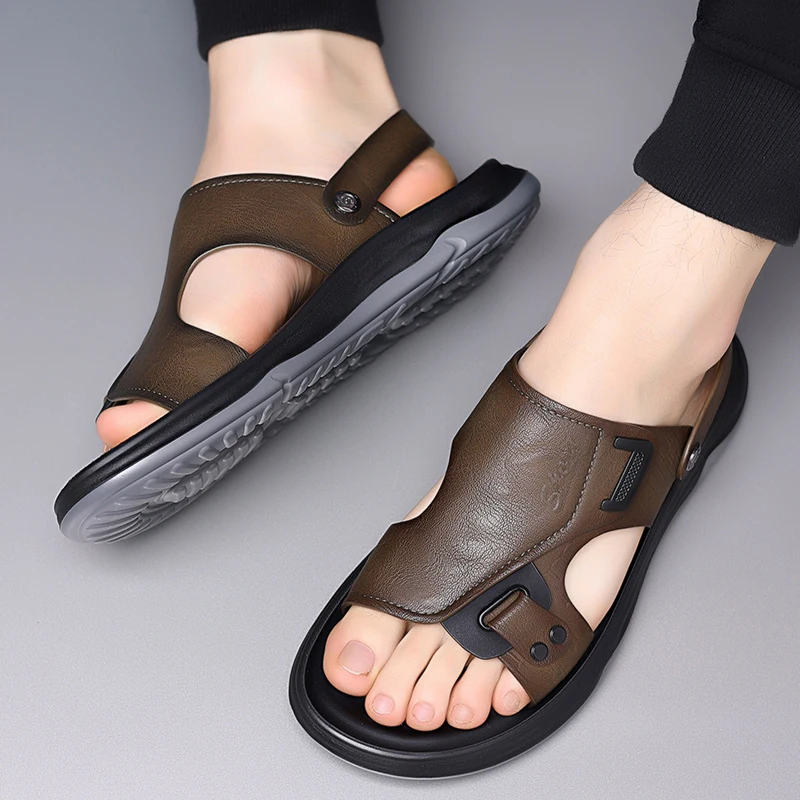 Flip-flops for men wear anti-skid beach shoes outdoors in summer for men to drive anti-skid spring and Summer super fiber casual