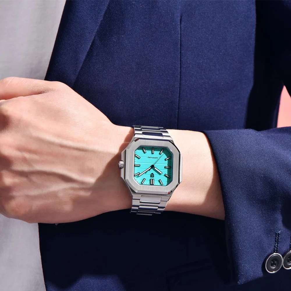 Pagani Design 2025, neue quadratische Herrenuhr, luxuriöse AR-Schicht, Saphirglas, wasserdicht, Edelstahl, Quarzuhr für Herren