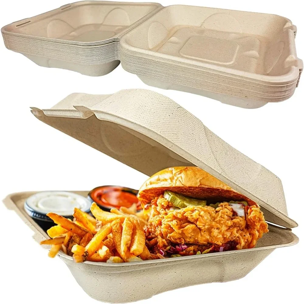 2023 New Durable, Leak-Proof Take Out Food Box 100 Pack. Large, 9x9 Plant-Based Gluten Free