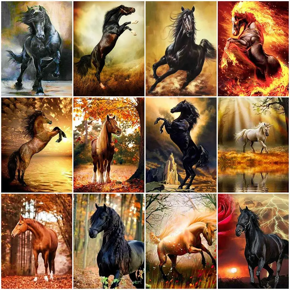 Diamond Embroidery Horse Animal Sqaure Cross Stitch Diamond Painting Sale Animals Full Round Mosaic Home Decoration