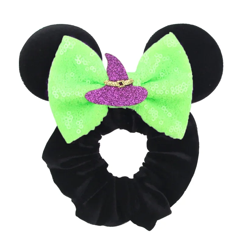 Disney Halloween Scrunchies Haarband Vrouwen Elastische Paardenstaart Houder Meisjes  Pailletten Strik Kids Party Haaraccessoire